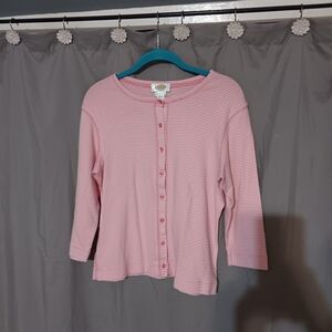 Talbots Pink and White Striped Knit Top Size Large